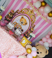 Teddy Bear Pink Backdrop Personalized, Printed & Shipped!