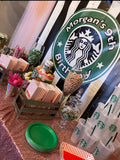 Starbucks theme Backdrop for Birthday or Coffee Event - Designed, Printed & Shipped!