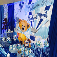 Teddy Bear Hot Air Balloons Backdrop Personalized - Designed, Printed & Shipped!