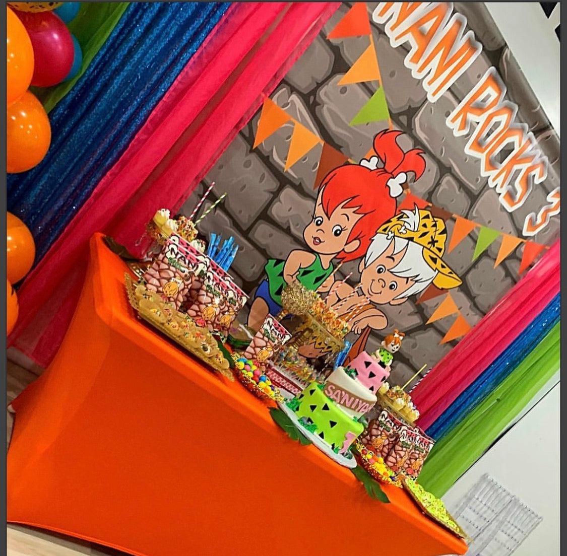 Bamm Bamm - Pebbles Flintstones Party Backdrop Personalized Printed ...