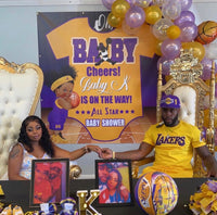 Lakers theme girl Basketball Baby Shower Backdrop - Designed, Printed & Shipped!