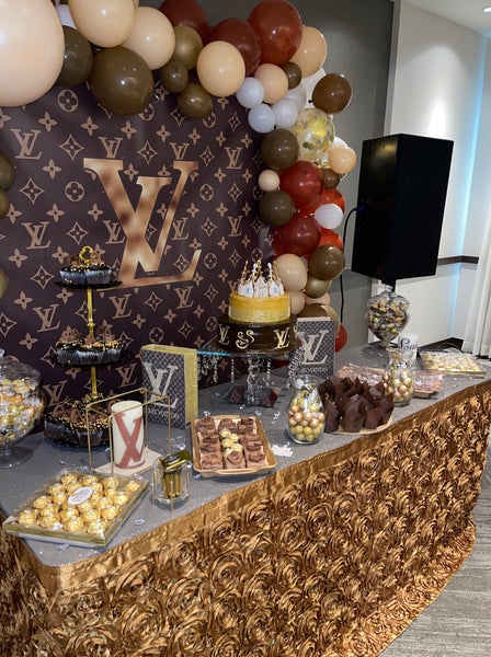 Louis V inspired Backdrop - Step & Repeat - Designed, Printed & Shipped!  Louis  vuitton birthday party, Backdrops for parties, Chanel birthday party