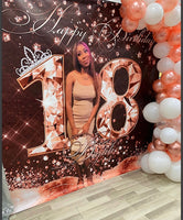 Rose Gold and Brown Bling Backdrop for Birthdays, Sweet 16, Prom - Personalized, Printed & Shipped!
