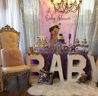 Royal Princess Lavender Baby Shower Backdrop Personalized - Designed, Printed & Shipped!