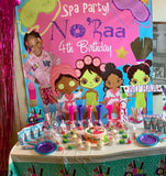 Spa Party Birthday Backdrop Personalized Step & Repeat - Designed, Printed & Shipped!