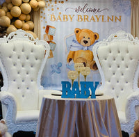 Teddy Bear big bow Backdrop Personalized, Designed, Printed & Shipped!