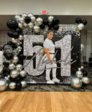 Black & Diamonds Bling Backdrop for Birthdays - Sweet 16 Birthday, Prom - Personalized, Printed & Shipped!