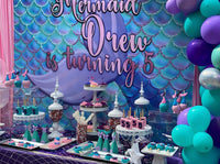 Mermaid theme Backdrop Personalized Step & Repeat - Designed, Printed & Shipped!