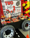 Two Fast Race Car theme birthday Backdrop Personalized Step & Repeat - Designed, Printed & Shipped!