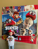 Super Mario Odyssey Birthday Backdrop Personalized Step & Repeat - Designed, Printed & Shipped!