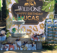 Wild One Safari theme Birthday Backdrop Personalized for 1st Birthday - Designed, Printed & Shipped!
