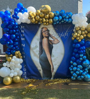 Prom Photo Backdrop - Curves Sapphire Blue Personalized - Step & Repeat -Printed & Shipped!