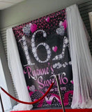 Sweet 16, 15 or 13th Backdrop for Birthday, Prom, Quinceañera - Designed, Printed & Shipped!