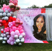 Graduation - Prom School Colors Photo Backdrop Personalized - Step & Repeat - Printed & Shipped!