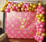 Louis V inspired Pink and Gold inspired Backdrop - Step & Repeat - Designed, Printed & Shipped!