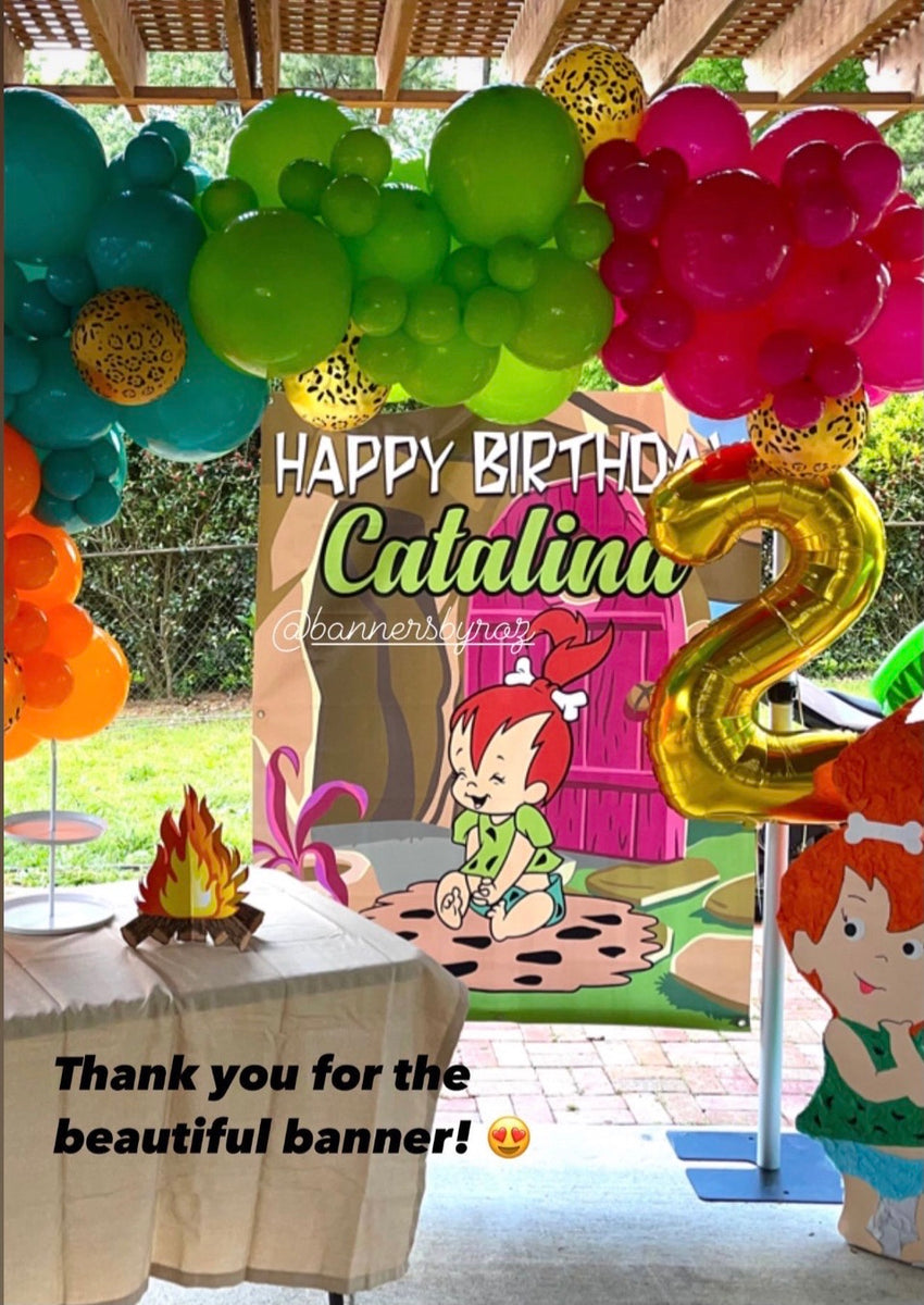 Pebbles - Flintstones Party Backdrop Personalized Step & Repeat - Desi ...