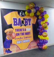 Lakers theme Baby Shower Backdrop Personalized Step & Repeat - Designed, Printed & Shipped!