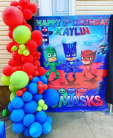 PJ Masks Birthday Backdrop Personalized Step & Repeat - Designed, Printed & Shipped!