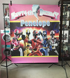 Pink Power Rangers Ninja Steel Birthday Party Backdrop Personalized Printed & Shipped!