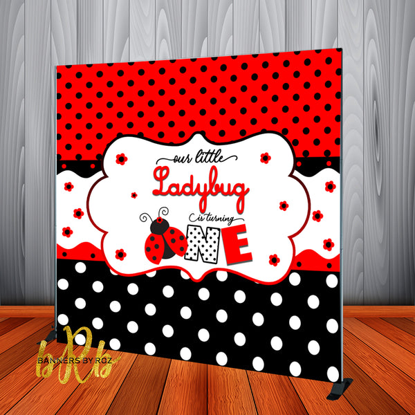 Ladybug 1st Birthday Party Backdrop Personalized Step & Repeat - Designed, Printed & Shipped!