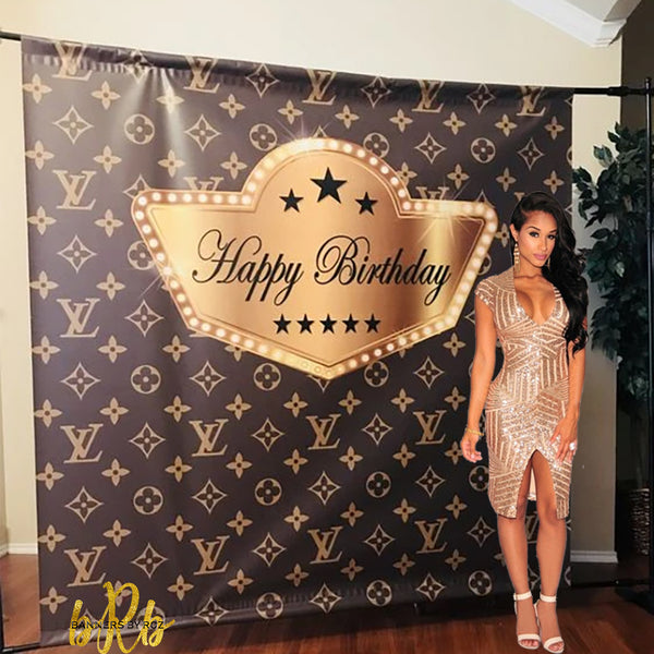 Louis V inspired Backdrop - Step & Repeat - Designed, Printed & Shipped!  Louis  vuitton birthday party, Backdrops for parties, Louis vuitton birthday