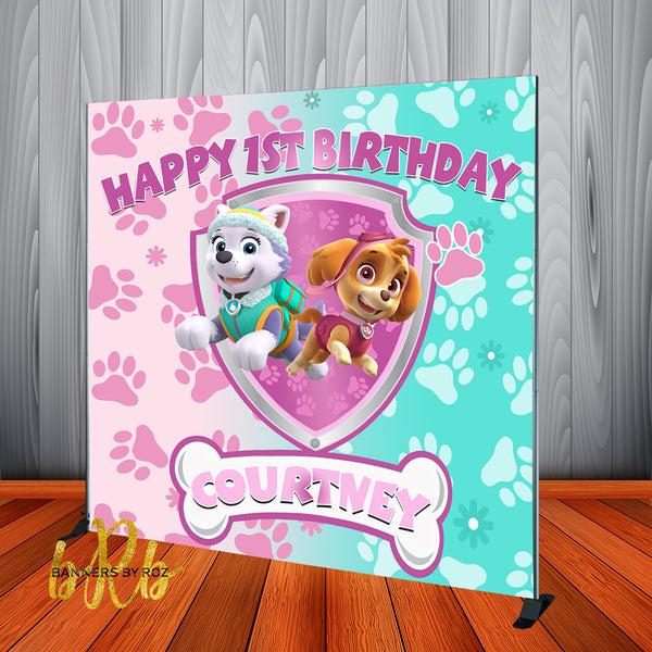 Paw Patrol Girl theme Birthday Backdrop Personalized - Designed, Printed & Shipped!