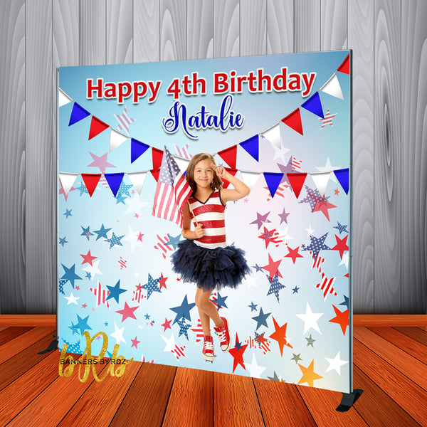 Red White & Blue Backdrop Personalized Step & Repeat - Designed, Printed & Shipped!