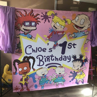 Rugrats Birthday Party Pink Backdrop Personalized - Designed, Printed & Shipped!