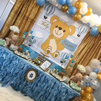 Teddy Bear Hot Air Balloon Backdrop Personalized Step & Repeat - Designed, Printed & Shipped!