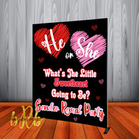 Valentine's Day Gender Reveal Backdrop- Step & Repeat - Designed, Printed & Shipped!